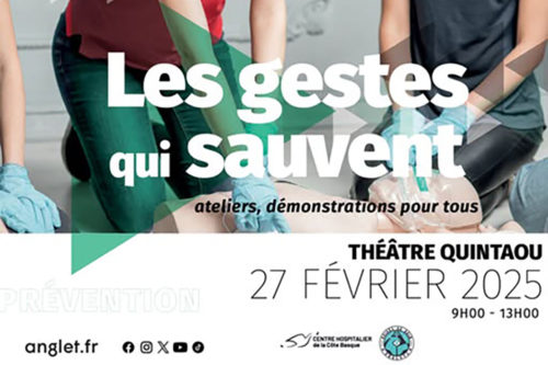 Rendez vous santé Bien être d’Anglet : « les gestes qui sauvent » jeudi 27 février Théâtre Quintaou